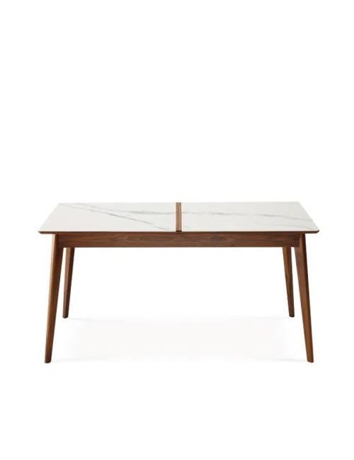Table à manger fixe Paul Dasras céramique bois chêne ou noyer - 10 finitions 17 tailles