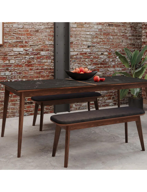 Table à manger fixe Paul Dasras céramique bois chêne ou noyer - 10 finitions 17 tailles