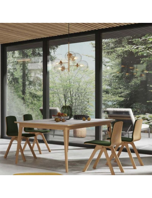 Table à manger fixe Paul Dasras céramique bois chêne ou noyer - 10 finitions 17 tailles