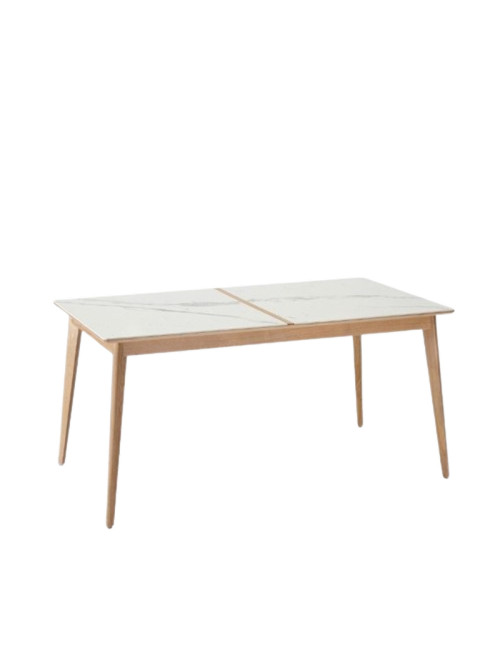 Table à manger fixe Paul Dasras céramique bois chêne ou noyer - 10 finitions 17 tailles