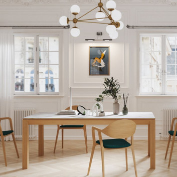 Table à manger fixe Clarté Dasras bois chêne ou noyer - 10 finitions 21 tailles
