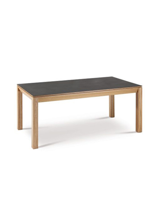 Table à manger fixe Clarté Dasras céramique bois chêne ou noyer - 10 finitions 17 tailles
