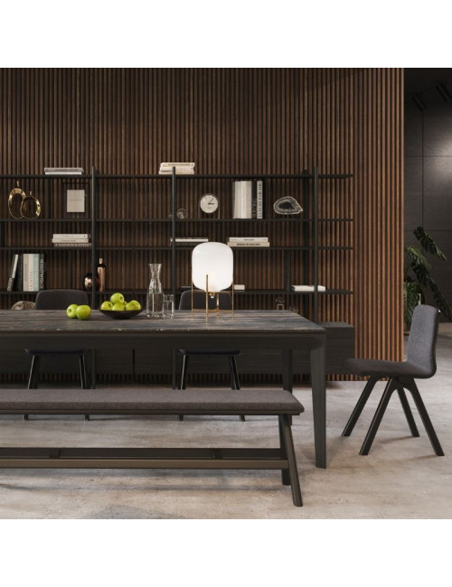 Table à manger fixe Buzz Dasras céramique bois chêne ou noyer - 10 finitions 17 tailles