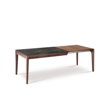Table à manger extensible Buzz Dasras céramique bois chêne ou noyer - 10 finitions 8 tailles 2 modèles