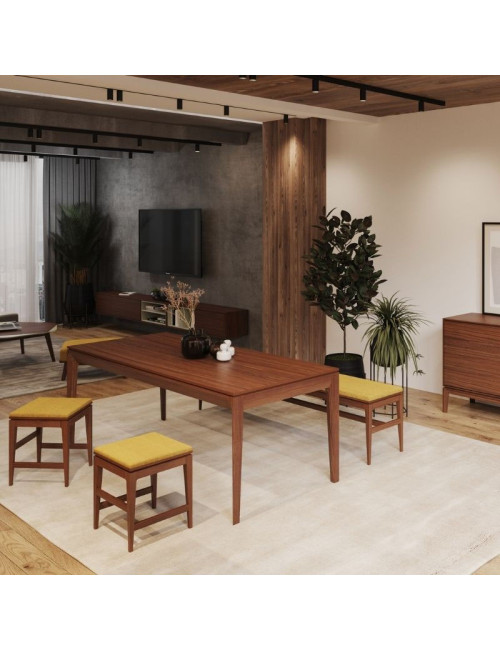 Table à manger extensible Buzz Dasras céramique bois chêne ou noyer - 10 finitions 8 tailles 2 modèles