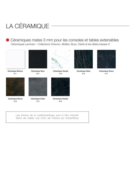 Table à manger extensible Buzz Dasras céramique bois chêne ou noyer - 10 finitions 8 tailles 2 modèles