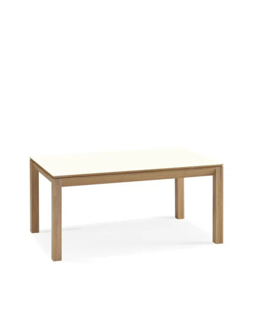 Table à manger extensible Clarté Dasras céramique bois chêne ou noyer - 10 finitions 8 tailles 2 modèles