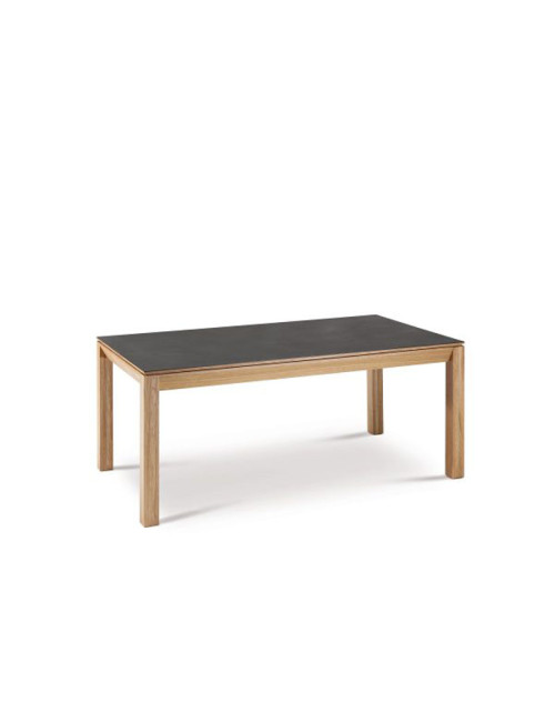 Table à manger extensible Clarté Dasras céramique bois chêne ou noyer - 10 finitions 8 tailles 2 modèles