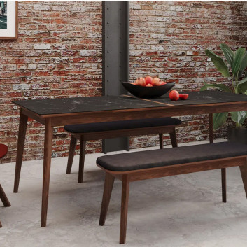 Table à manger extensible Paul Dasras céramique bois chêne ou noyer - 10 finitions 8 tailles