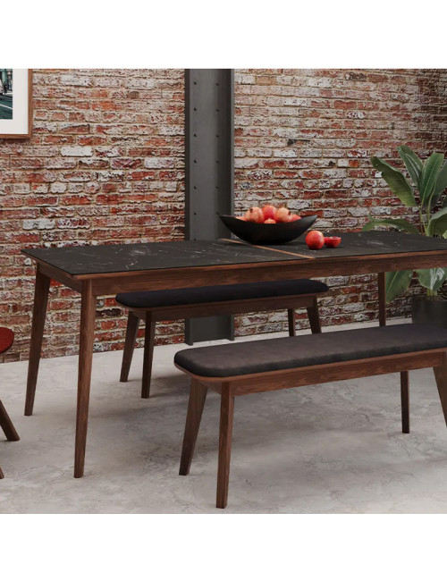 Table à manger extensible Paul Dasras céramique bois chêne ou noyer - 10 finitions 8 tailles