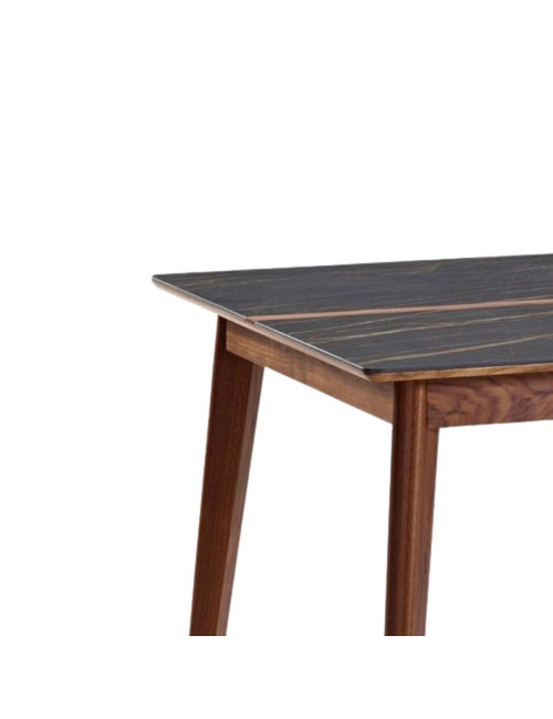 Table à manger extensible Paul Dasras céramique bois chêne ou noyer - 10 finitions 8 tailles