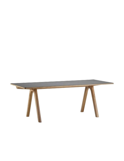 Table à manger extensible Chevron Dasras céramique bois chêne ou noyer - 10 finitions 8 tailles