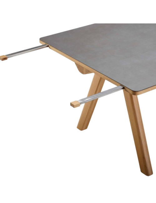 Table à manger extensible Chevron Dasras céramique bois chêne ou noyer - 10 finitions 8 tailles