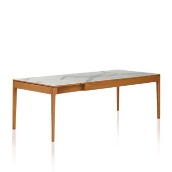 Table à manger extensible Albâtre Dasras céramique bois chêne ou noyer - 10 finitions 8 tailles 2 modèles