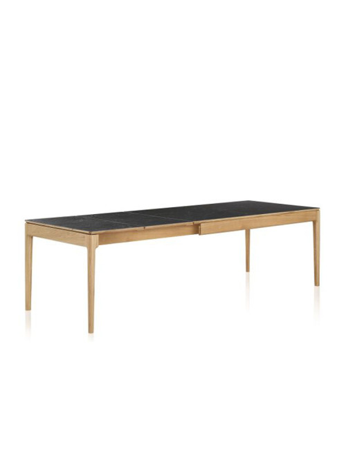 Table à manger extensible Albâtre Dasras céramique bois chêne ou noyer - 10 finitions 8 tailles 2 modèles