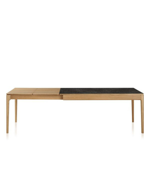 Table à manger extensible Albâtre Dasras céramique bois chêne ou noyer - 10 finitions 8 tailles 2 modèles