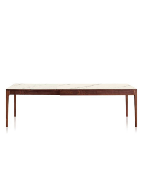 Table à manger extensible Albâtre Dasras céramique bois chêne ou noyer - 10 finitions 8 tailles 2 modèles