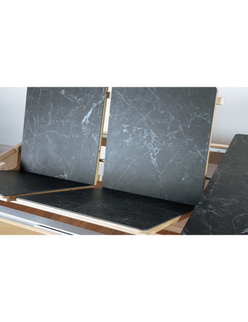 Table à manger extensible Albâtre Dasras céramique bois chêne ou noyer - 10 finitions 8 tailles 2 modèles