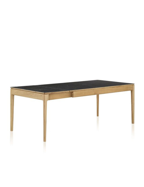 Table à manger extensible Albâtre Dasras céramique bois chêne ou noyer - 10 finitions 8 tailles 2 modèles