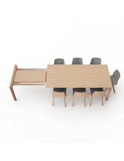 Table à manger extensible Rives Dasras bois chêne ou noyer - 10 finitions 3 tailles