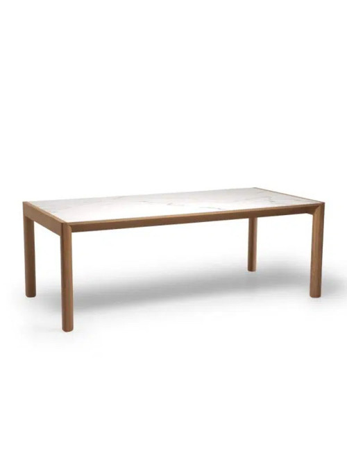 Table à manger extensible Rives Dasras céramique bois chêne ou noyer - 10 finitions 3 tailles