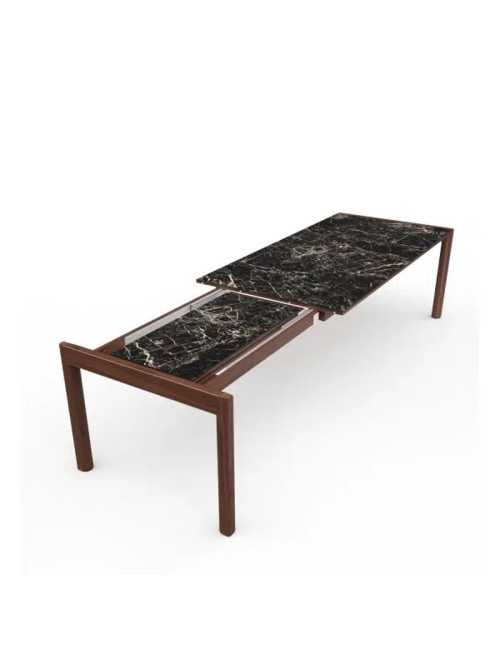 Table à manger extensible Rives Dasras céramique bois chêne ou noyer - 10 finitions 3 tailles