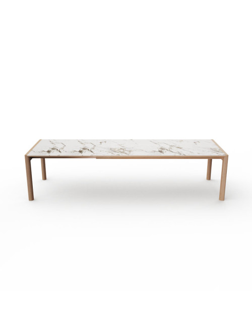 Table à manger extensible Rives Dasras céramique bois chêne ou noyer - 10 finitions 3 tailles