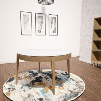 Table à manger extensible Liseré Dasras céramique bois chêne - 9 finitions 3 tailles