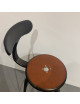 Chaise haute Nicolle métal H75 avec galette cuir lisse fauve