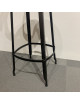 Chaise haute Nicolle métal H75 avec galette cuir lisse fauve