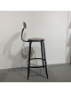 Chaise haute Nicolle métal H75 avec galette cuir lisse fauve