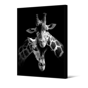Toile encadrée Tanga Girafes Pôdevache 65x92.5cm noir et blanc