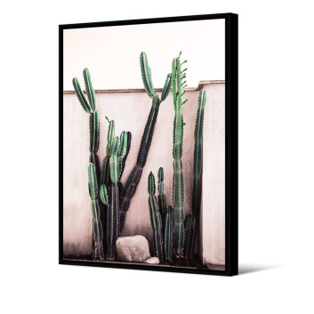 Toile encadrée Mexico Cactus Pôdevache 65x92.5cm rose blanc vert