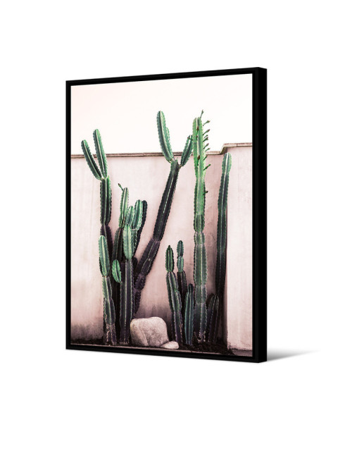 Toile encadrée Mexico Cactus Pôdevache 65x92.5cm rose blanc vert