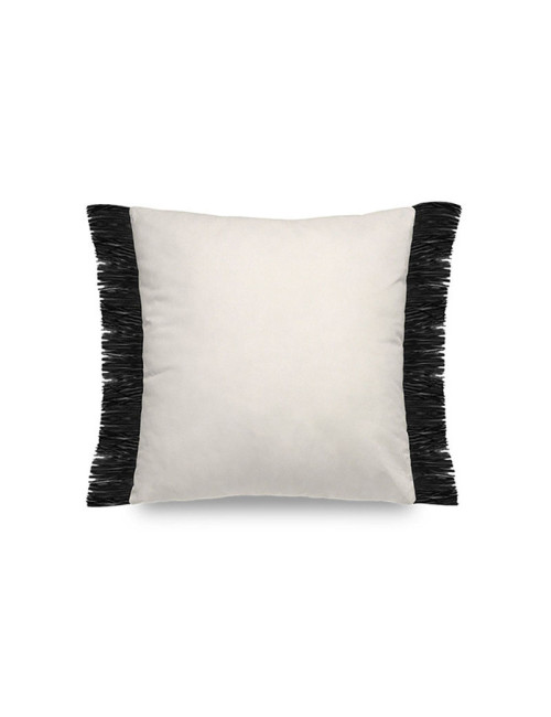 Coussin Unizo Pôdevache peau de pêche carré 45x45cm franges