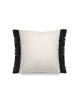 Coussin Unizo Pôdevache peau de pêche carré 45x45cm franges