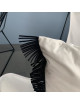 Coussin Unizo Pôdevache peau de pêche carré 45x45cm franges