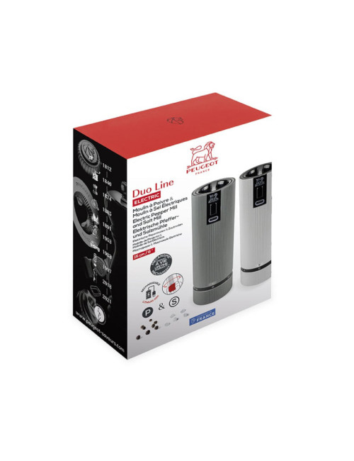 Set coffret Peugeot de 2 moulins électriques à poivre et à sel Line électrique