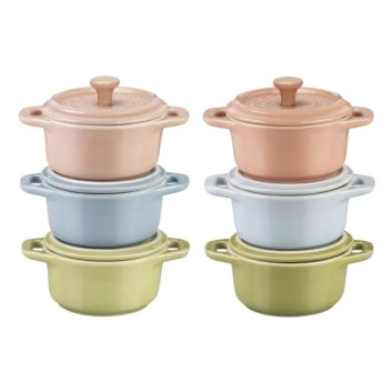 Ensemble de 6 mini cocottes Staub en céramique Macaron 10cm