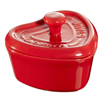 Mini cocotte coeur Staub en céramique 10cm rouge cerise