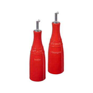 Huilier et vinaigrier Staub en céramique rouge cerise