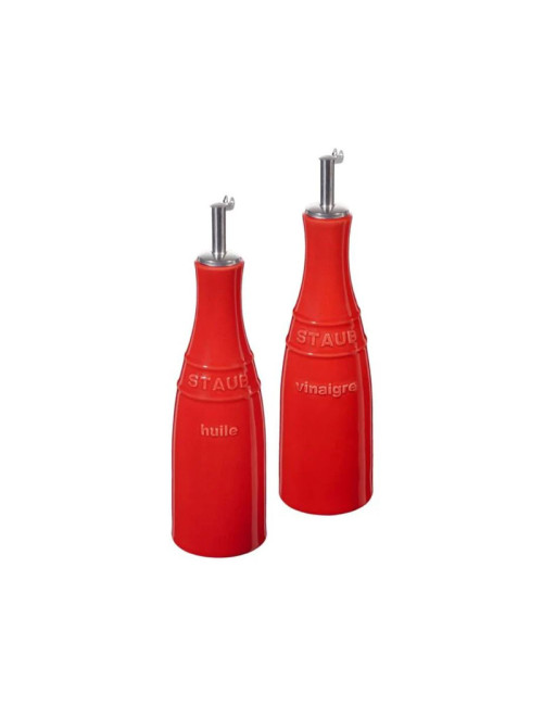 Huilier et vinaigrier Staub en céramique rouge cerise