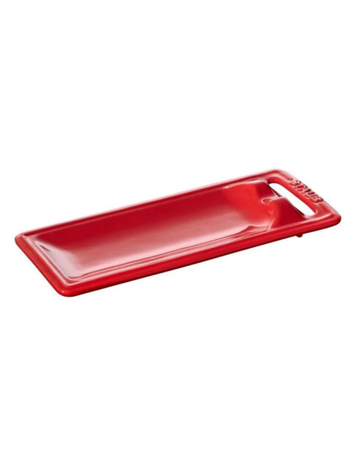 Repose-cuillère Staub en céramique rouge cerise