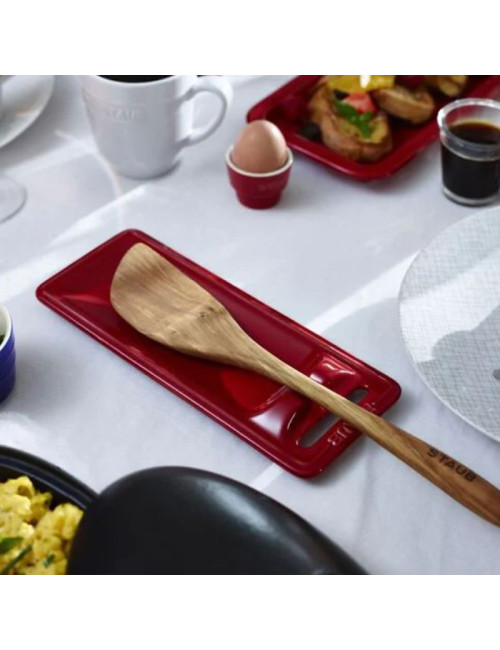 Repose-cuillère Staub en céramique rouge cerise