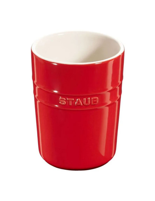 Pot à ustensiles Staub en céramique rouge cerise