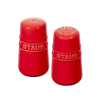 Salière et poivrière Staub en céramique rouge cerise 7cm