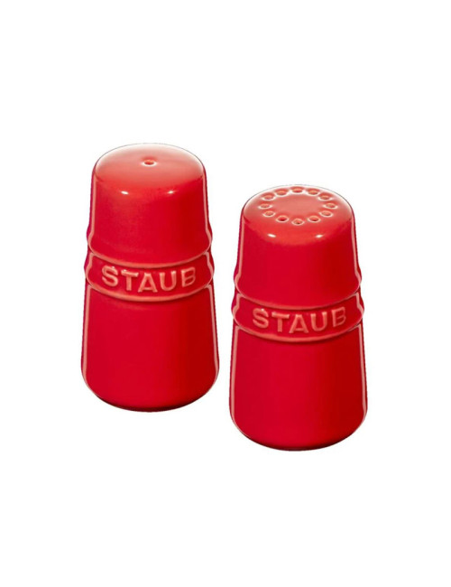 Salière et poivrière Staub en céramique rouge cerise 7cm