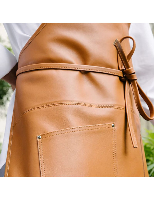 Tablier en cuir lisse Atelier TB pour la cuisine et barbecue "Samba" - 3 coloris