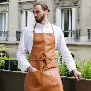 Tablier en cuir lisse Atelier TB pour la cuisine et barbecue "Samba" - 3 coloris