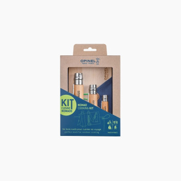 Kit cuisine nomade OPINEL avec couteaux tire bouchon, décapsuleur et planche
